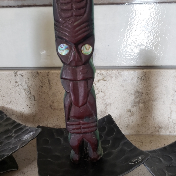 Vintage/Antique Tiki candles in chunky Swiss candleholders. - Picture 11 of 12